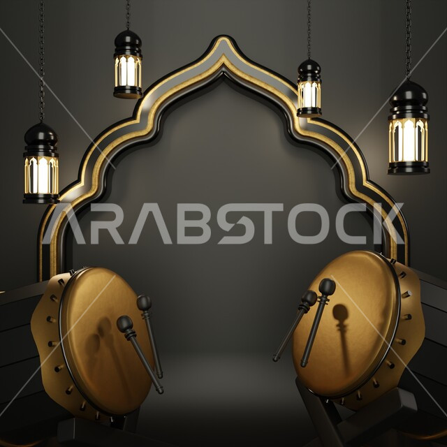  مجموعه من التحف الرمضانيه ثلاثية الابعاد , هلال رمضان, زينة شهر رمضان, مناسبات وهدايا، إضاءة وزينة, ، ديكورات وأنوار رمضانية , خلفية رمضان