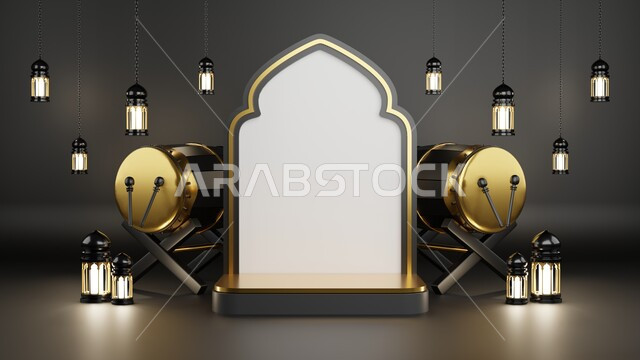  مجموعه من التحف الرمضانيه ثلاثية الابعاد , هلال رمضان, زينة شهر رمضان, مناسبات وهدايا، إضاءة وزينة, ، ديكورات وأنوار رمضانية , خلفية رمضان