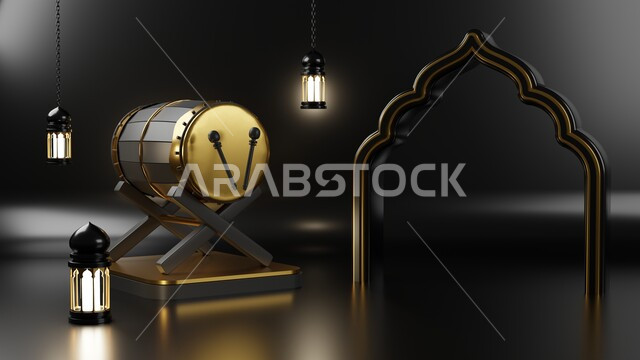  مجموعه من التحف الرمضانيه ثلاثية الابعاد , هلال رمضان, زينة شهر رمضان, مناسبات وهدايا، إضاءة وزينة, ، ديكورات وأنوار رمضانية , خلفية رمضان