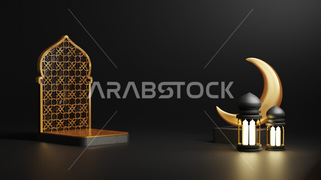  مجموعه من التحف الرمضانيه ثلاثية الابعاد , هلال رمضان, زينة شهر رمضان, مناسبات وهدايا، إضاءة وزينة, ، ديكورات وأنوار رمضانية , خلفية رمضان