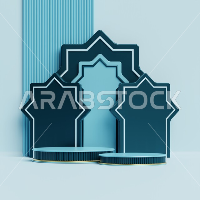 Frame background with three-dimensional Ramadan artifacts, Ramadan crescent, Ramadan decorations, occasions and gifts, lighting and decorations, Ramadan decorations and lights, Ramadan background