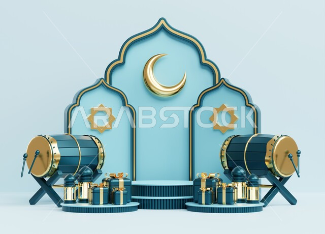 مجسمات رمضانيه ثلاثية الابعاد , هلال رمضان, زينة شهر رمضان, مناسبات و اعياد دينية ، إضاءه وزينة، ديكور رمضاني , خلفية رمضان