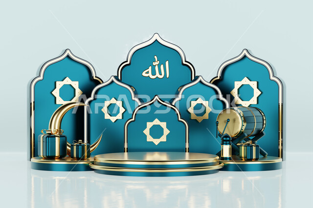 مجسمات رمضانيه ثلاثية الابعاد , هلال رمضان, زينة شهر رمضان, مناسبات و اعياد دينية ، إضاءه وزينة، ديكور رمضاني , خلفية رمضان