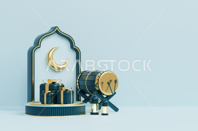 مجسمات رمضانيه ثلاثية الابعاد , هلال رمضان, زينة شهر رمضان, مناسبات و اعياد دينية ، إضاءه وزينة، ديكور رمضاني , خلفية رمضان