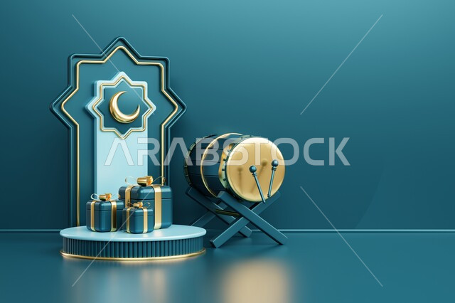 مجسمات رمضانيه ثلاثية الابعاد , هلال رمضان, زينة شهر رمضان, مناسبات و اعياد دينية ، إضاءه وزينة، ديكور رمضاني , خلفية رمضان