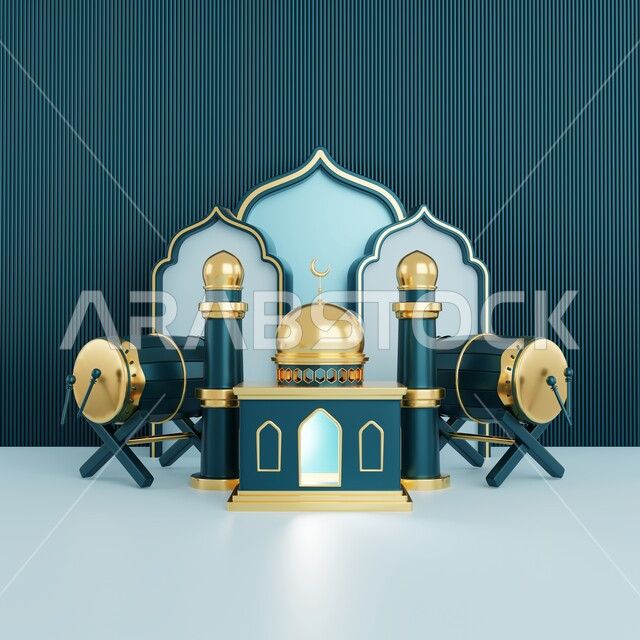 مجسمات رمضانيه ثلاثية الابعاد , هلال رمضان, زينة شهر رمضان, مناسبات و اعياد دينية ، إضاءه وزينة، ديكور رمضاني , خلفية رمضان