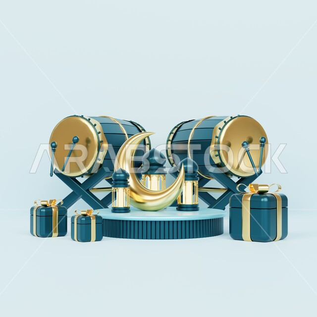 مجسمات رمضانيه ثلاثية الابعاد , هلال رمضان, زينة شهر رمضان, مناسبات و اعياد دينية ، إضاءه وزينة، ديكور رمضاني , خلفية رمضان