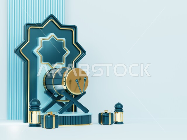 مجسمات رمضانيه ثلاثية الابعاد , هلال رمضان, زينة شهر رمضان, مناسبات و اعياد دينية ، إضاءه وزينة، ديكور رمضاني , خلفية رمضان