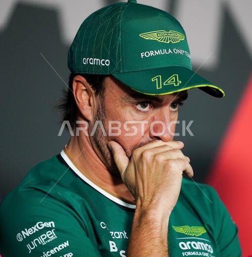 Aston Martin's Fernando Alonso before first practice ahead of the ...