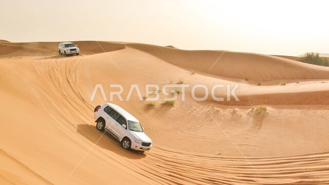 سيارة الدفع الرباعي في الصحراء، مغامرات سفاري على الكثبان الرملية، الرمال الناعمة، الكثبان الرملية، انشطة صحراوية ممتعة، الطبيعة الصحراوية، التضاريس الصحراوية