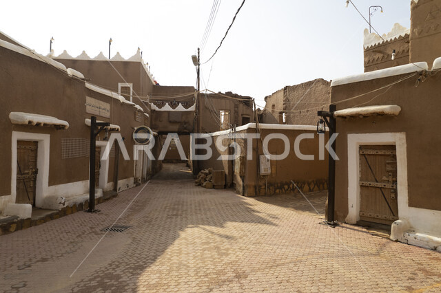 A picture of old mud buildings in the Kingdom of Saudi Arabia, ancient historical and archaeological landmarks, ancient ancient houses, historical villages and cities, old houses