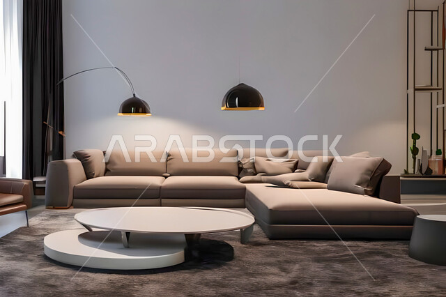غرفة معيشة بتصاميم عصرية وجذابة، ديكورات رائعة، أثاث منزلي راقي، تصاميم عصرية فاخرة، شقق سكنية راقية، شقق سكنية سياحية