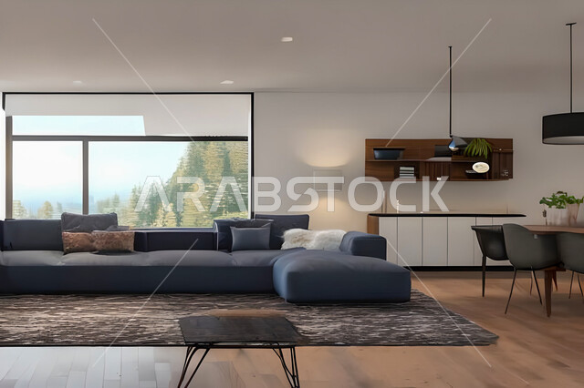 غرفة معيشة بتصاميم عصرية وجذابة، ديكورات رائعة، أثاث منزلي راقي، تصاميم عصرية فاخرة، شقق سكنية راقية، شقق سكنية سياحية