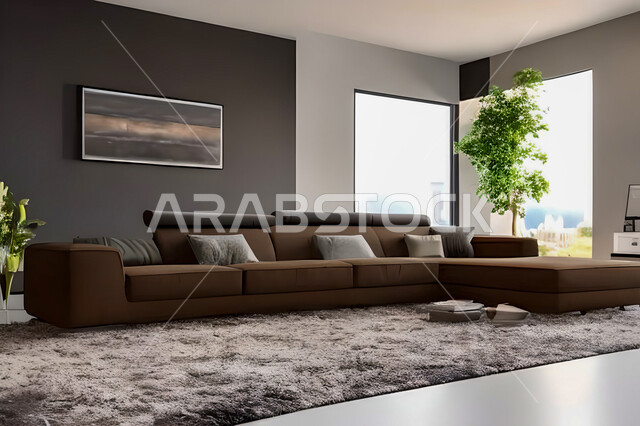 غرفة معيشة بتصاميم عصرية وجذابة، ديكورات رائعة، أثاث منزلي راقي، تصاميم عصرية فاخرة، شقق سكنية راقية، شقق سكنية سياحية