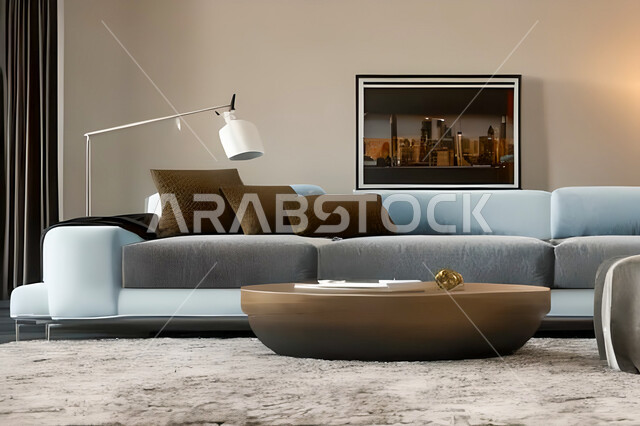 Living room with modern and attractive designs, exquisite decorations, elegant home furnishings, luxurious modern designs, elegant residential apartments, tourist apartments
