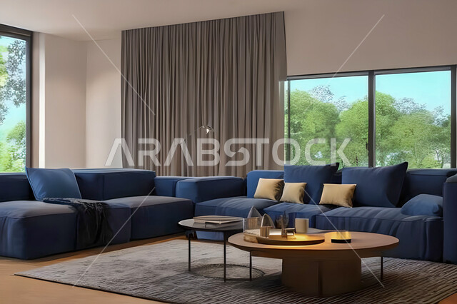 Living room with modern and attractive designs, exquisite decorations, elegant home furnishings, luxurious modern designs, elegant residential apartments, tourist apartments
