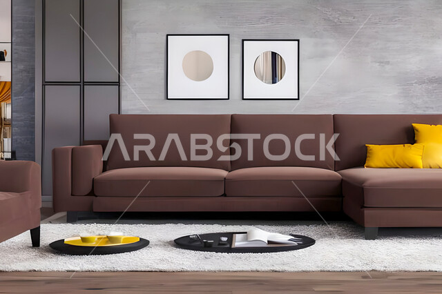 Living room with modern and attractive designs, exquisite decorations, elegant home furnishings, luxurious modern designs, elegant residential apartments, tourist apartments