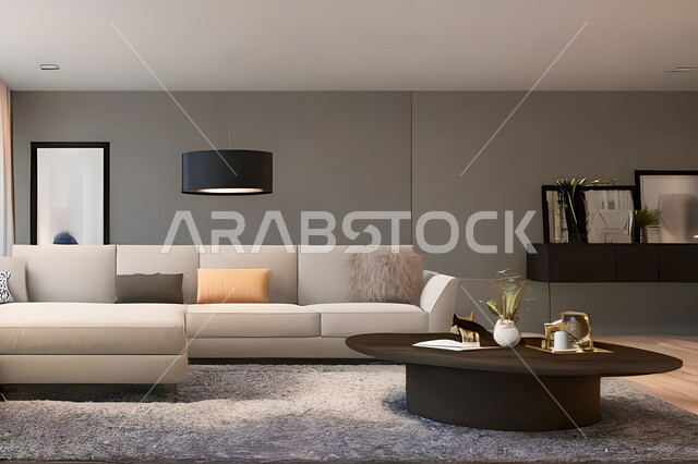 Living room with modern and attractive designs, exquisite decorations, elegant home furnishings, luxurious modern designs, elegant residential apartments, tourist apartments