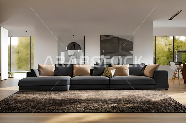 Living room with modern and attractive designs, exquisite decorations, elegant home furnishings, luxurious modern designs, elegant residential apartments, tourist apartments