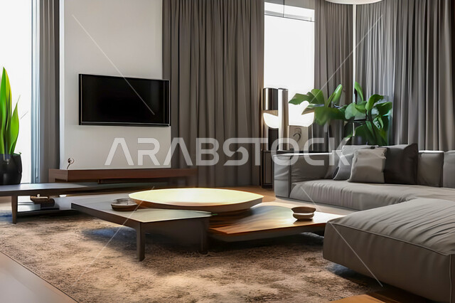 Living room with modern and attractive designs, exquisite decorations, elegant home furnishings, luxurious modern designs, elegant residential apartments, tourist apartments