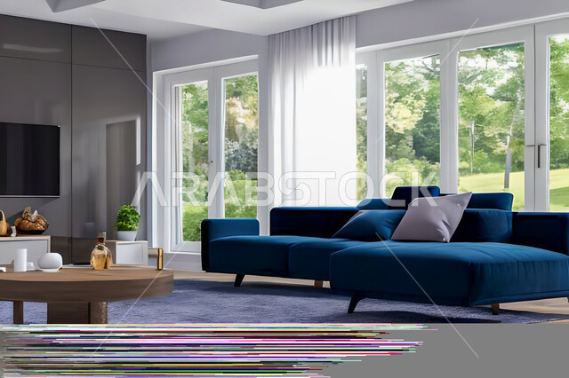 غرفة معيشة بتصاميم عصرية وجذابة، ديكورات رائعة، أثاث منزلي راقي، تصاميم عصرية فاخرة، شقق سكنية راقية، شقق سكنية سياحية