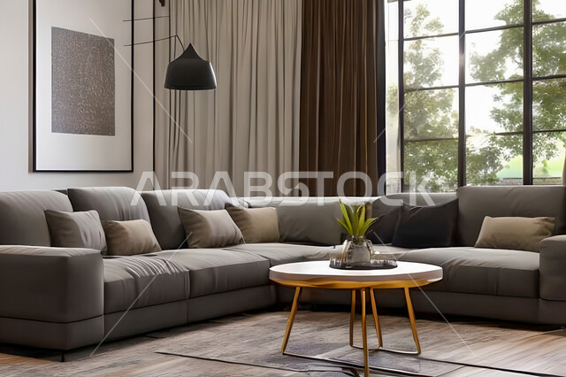 Living room with modern and attractive designs, exquisite decorations, elegant home furnishings, luxurious modern designs, elegant residential apartments, tourist apartments