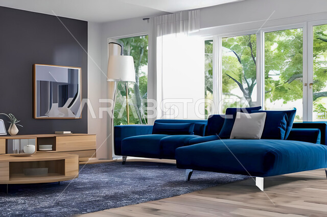 Living room with modern and attractive designs, exquisite decorations, elegant home furnishings, luxurious modern designs, elegant residential apartments, tourist apartments
