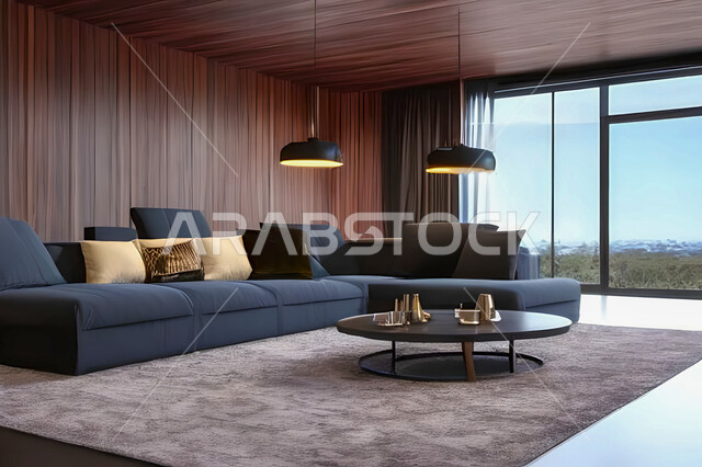 غرفة معيشة بتصاميم عصرية وجذابة، ديكورات رائعة، أثاث منزلي راقي، تصاميم عصرية فاخرة، شقق سكنية راقية، شقق سكنية سياحية