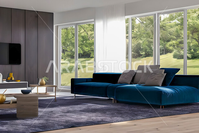 Living room with modern and attractive designs, exquisite decorations, elegant home furnishings, luxurious modern designs, elegant residential apartments, tourist apartments