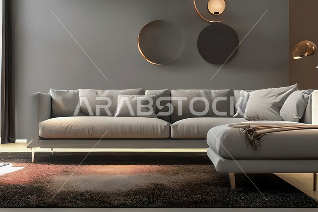 Living room with modern and attractive designs, exquisite decorations, elegant home furnishings, luxurious modern designs, elegant residential apartments, tourist apartments