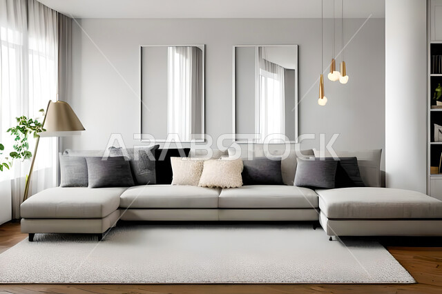 غرفة معيشة بتصاميم عصرية وجذابة، ديكورات رائعة، أثاث منزلي راقي، تصاميم عصرية فاخرة، شقق سكنية راقية، شقق سكنية سياحية