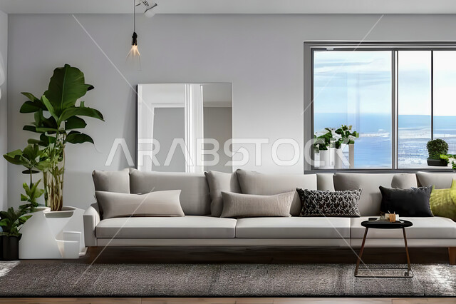 Living room with modern and attractive designs, exquisite decorations, elegant home furnishings, luxurious modern designs, elegant residential apartments, tourist apartments