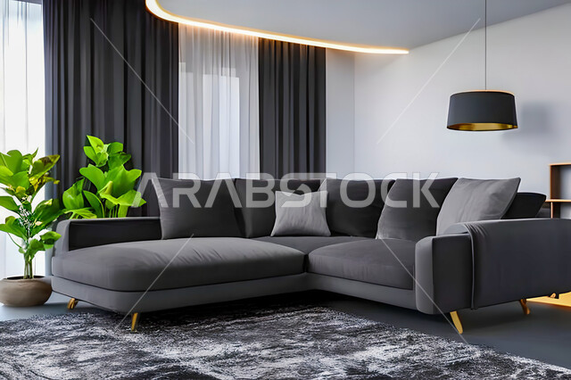غرفة معيشة بتصاميم عصرية وجذابة، ديكورات رائعة، أثاث منزلي راقي، تصاميم عصرية فاخرة، شقق سكنية راقية، شقق سكنية سياحية