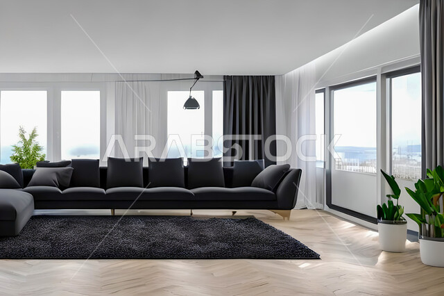 Living room with modern and attractive designs, exquisite decorations, elegant home furnishings, luxurious modern designs, elegant residential apartments, tourist apartments