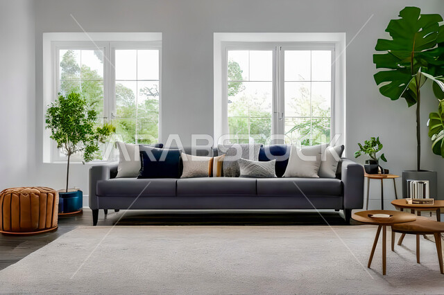 Living room with modern and attractive designs, exquisite decorations, elegant home furnishings, luxurious modern designs, elegant residential apartments, tourist apartments