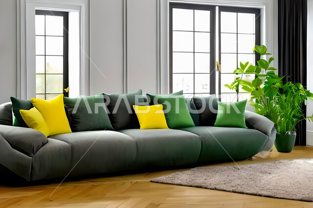 غرفة معيشة بتصاميم عصرية وجذابة، ديكورات رائعة، أثاث منزلي راقي، تصاميم عصرية فاخرة، شقق سكنية راقية، شقق سكنية سياحية، اثاث بالوان فاخرة