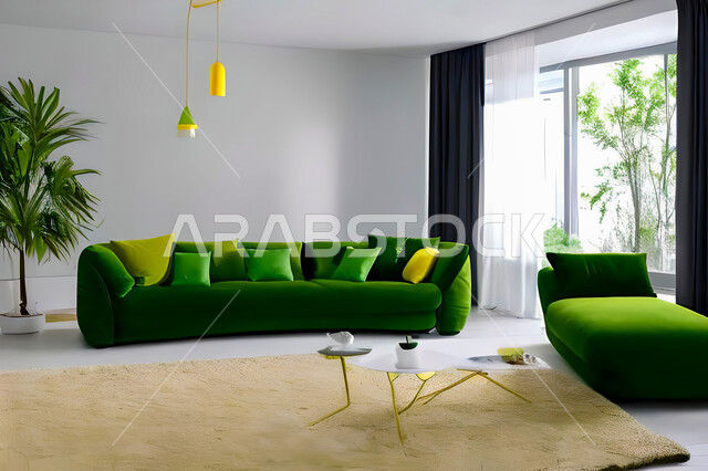 غرفة معيشة بتصاميم عصرية وجذابة، ديكورات رائعة، أثاث منزلي راقي، تصاميم عصرية فاخرة، شقق سكنية راقية، شقق سكنية سياحية، اثاث بالوان فاخرة