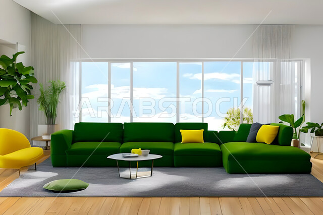 غرفة معيشة بتصاميم عصرية وجذابة، ديكورات رائعة، أثاث منزلي راقي، تصاميم عصرية فاخرة، شقق سكنية راقية، شقق سكنية سياحية، اثاث بالوان فاخرة