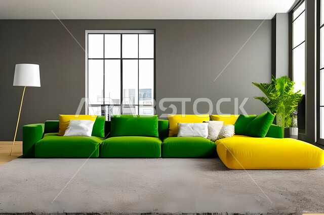 Living room with modern and attractive designs, wonderful decorations, elegant home furniture, luxurious modern designs, elegant residential apartments, tourist apartments, furniture in luxurious colors