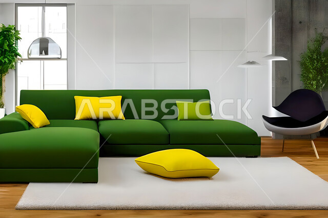 غرفة معيشة بتصاميم عصرية وجذابة، ديكورات رائعة، أثاث منزلي راقي، تصاميم عصرية فاخرة، شقق سكنية راقية، شقق سكنية سياحية، اثاث بالوان فاخرة