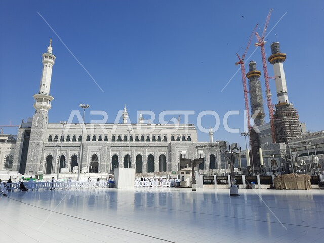 The outer complex of the Grand Mosque in Makkah Al-Mukarramah, Saudi Arabia, Islamic landmarks, Islamic holy places