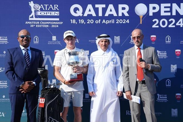 Doha, Qatar. 20th Apr, 2024. The podium winners at the Qatar Open ...