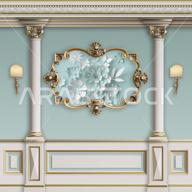 ورق حائط ثلاثي الأبعاد كلاسيكي ملكي ، ورق جدران ، ديكورات هندسية حديثة