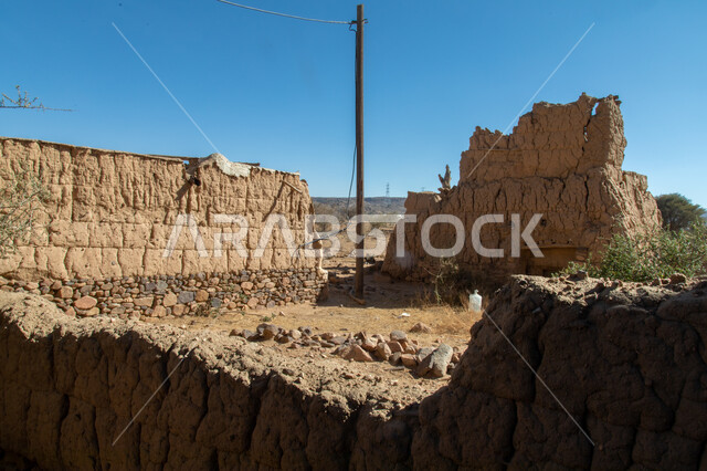 Ancient mud heritage houses in Asir, Saudi Arabia, ancient historical and archaeological landmarks, old archaeological houses, historical villages and cities, old houses