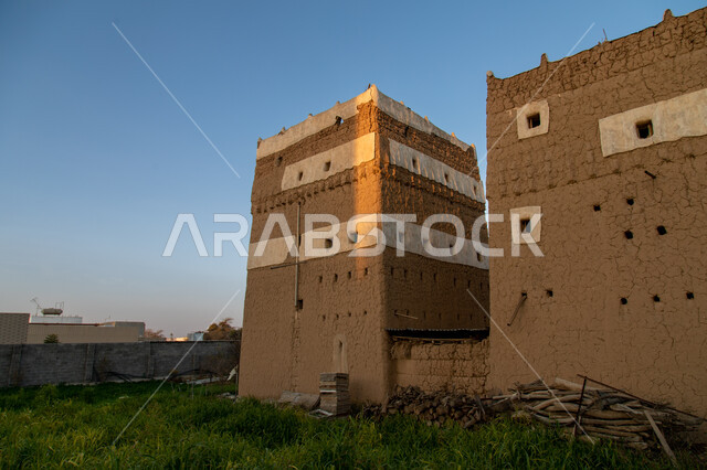 An ancient ancient castle in Asir, Saudi Arabia, ancient historical and archaeological landmarks, ancient mud houses, historical villages and cities, old houses, ancient tourist attractions, ancient Arab architecture