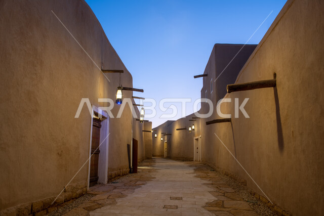 Ancient heritage buildings made of clay in the Kingdom of Saudi Arabia, historical archaeological buildings, the day of the Saudi founding, the day of our fatness, the anniversary of the founding of the first Saudi state 1727 AD, the historical city with 