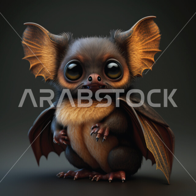 رسوم كرتونيه ثلاثية الابعاد لحيوان الخفاش, الخفاش الأسود, طيور الكهوف, حيوان ثدي, خلفيه سوداء
