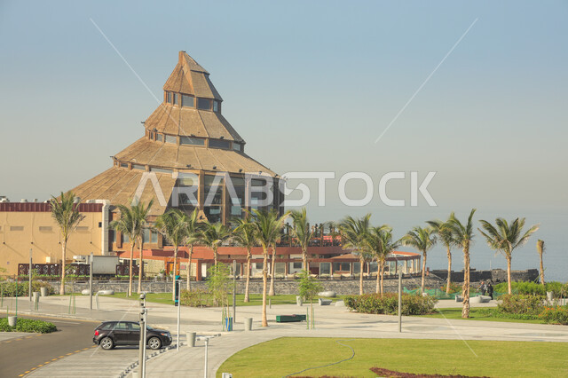 مطعم الودعة في جدة بالمملكة العربية السعودية، الاشجار والنباتات الخضراء، الواجهة البحرية، معالم جدة المشهورة، السياحة في السعودية