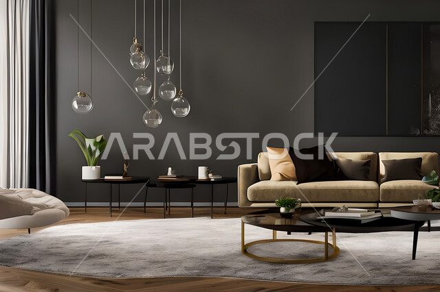 غرفة معيشة بتصاميم عصرية وجذابة، ديكورات رائعة، أثاث منزلي راقي، تصاميم عصرية فاخرة، شقق سكنية راقية، شقق سكنية سياحية، ديكورات بالوان جذابة