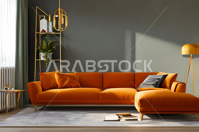 A living room with modern and attractive designs, wonderful decorations, elegant home furniture, luxurious modern designs, elegant residential apartments, tourist apartments, decorations in attractive colors